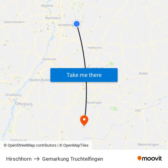 Hirschhorn to Gemarkung Truchtelfingen map