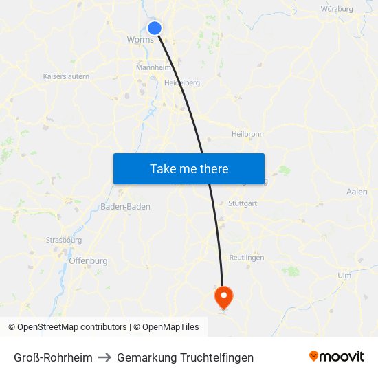 Groß-Rohrheim to Gemarkung Truchtelfingen map