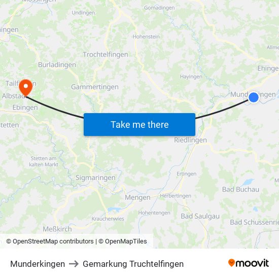 Munderkingen to Gemarkung Truchtelfingen map