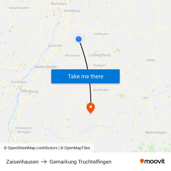 Zaisenhausen to Gemarkung Truchtelfingen map