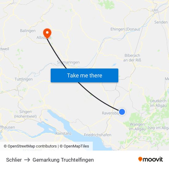 Schlier to Gemarkung Truchtelfingen map