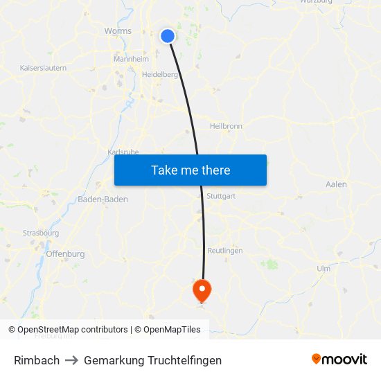 Rimbach to Gemarkung Truchtelfingen map