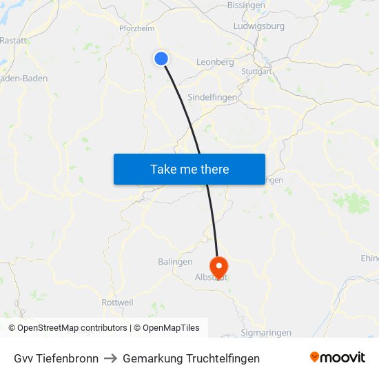 Gvv Tiefenbronn to Gemarkung Truchtelfingen map