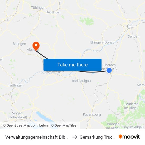 Verwaltungsgemeinschaft Biberach An Der Riß to Gemarkung Truchtelfingen map