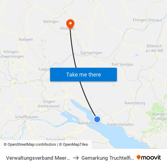 Verwaltungsverband Meersburg to Gemarkung Truchtelfingen map