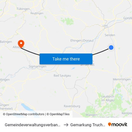 Gemeindeverwaltungsverband Dietenheim to Gemarkung Truchtelfingen map