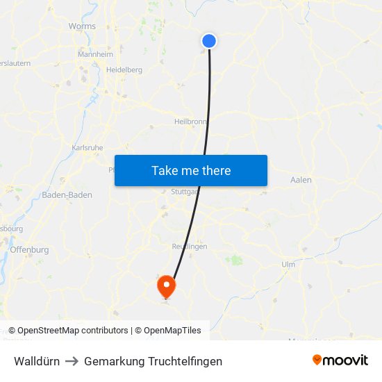 Walldürn to Gemarkung Truchtelfingen map