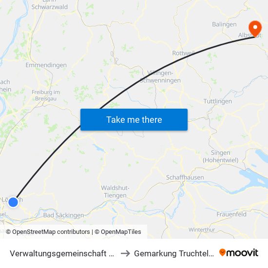 Verwaltungsgemeinschaft Lörrach to Gemarkung Truchtelfingen map