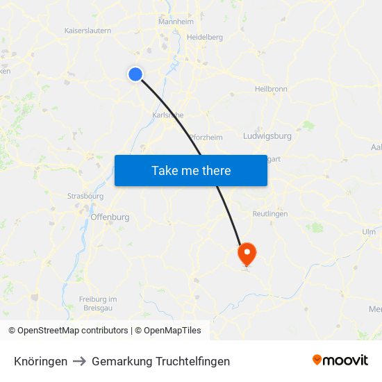 Knöringen to Gemarkung Truchtelfingen map