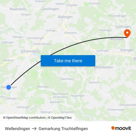 Wellendingen to Gemarkung Truchtelfingen map