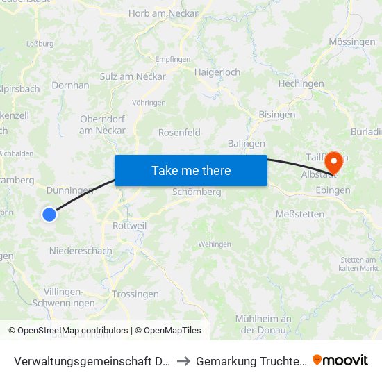 Verwaltungsgemeinschaft Dunningen to Gemarkung Truchtelfingen map