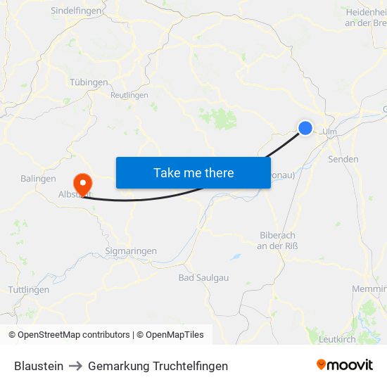 Blaustein to Gemarkung Truchtelfingen map
