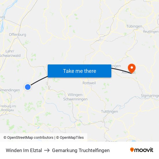 Winden Im Elztal to Gemarkung Truchtelfingen map