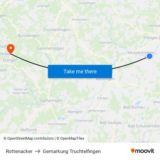 Rottenacker to Gemarkung Truchtelfingen map