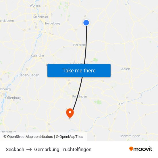 Seckach to Gemarkung Truchtelfingen map