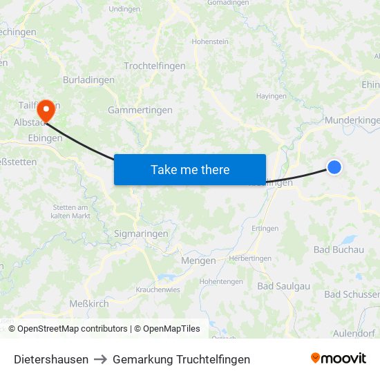 Dietershausen to Gemarkung Truchtelfingen map