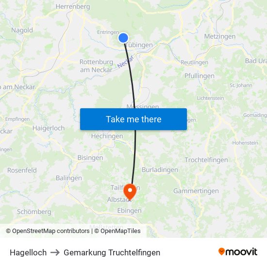 Hagelloch to Gemarkung Truchtelfingen map