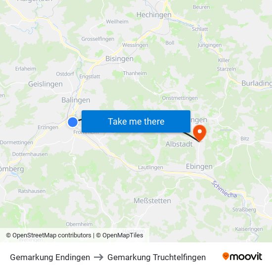 Gemarkung Endingen to Gemarkung Truchtelfingen map