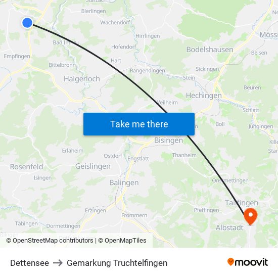 Dettensee to Gemarkung Truchtelfingen map