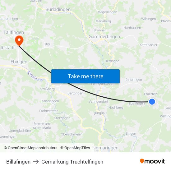 Billafingen to Gemarkung Truchtelfingen map