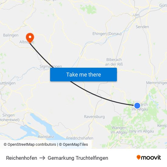 Reichenhofen to Gemarkung Truchtelfingen map