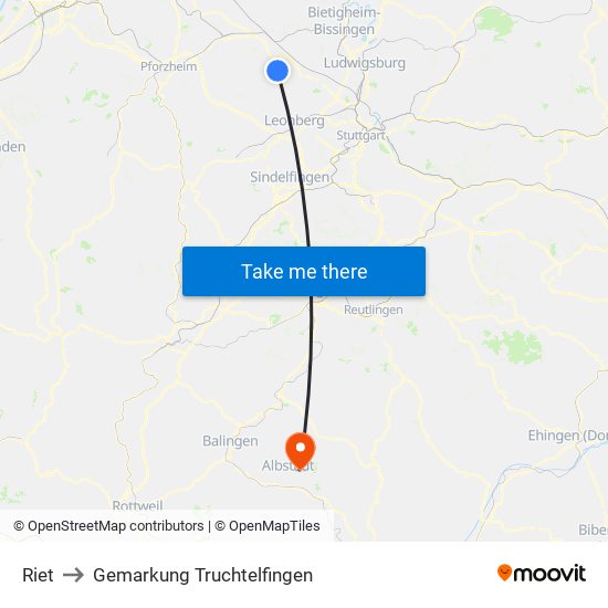 Riet to Gemarkung Truchtelfingen map