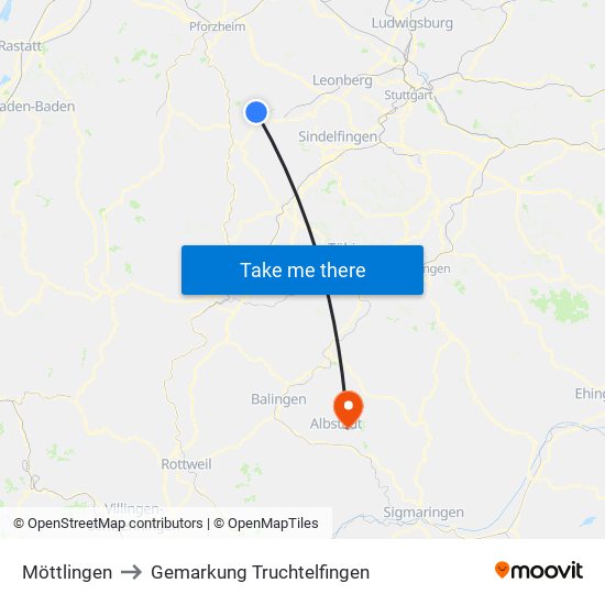 Möttlingen to Gemarkung Truchtelfingen map