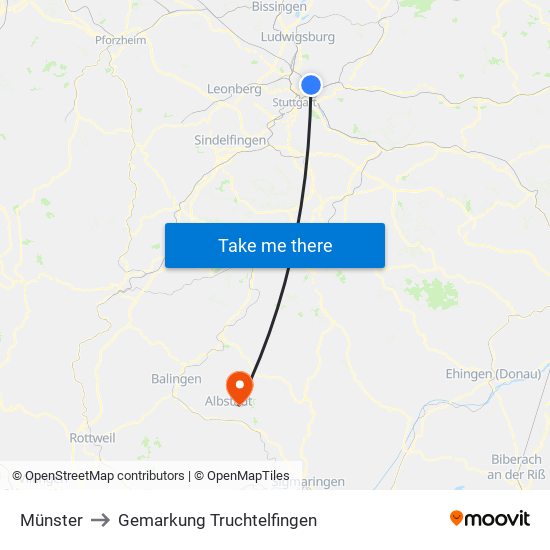 Münster to Gemarkung Truchtelfingen map