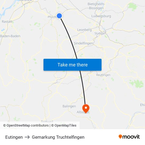 Eutingen to Gemarkung Truchtelfingen map