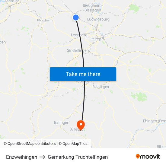 Enzweihingen to Gemarkung Truchtelfingen map