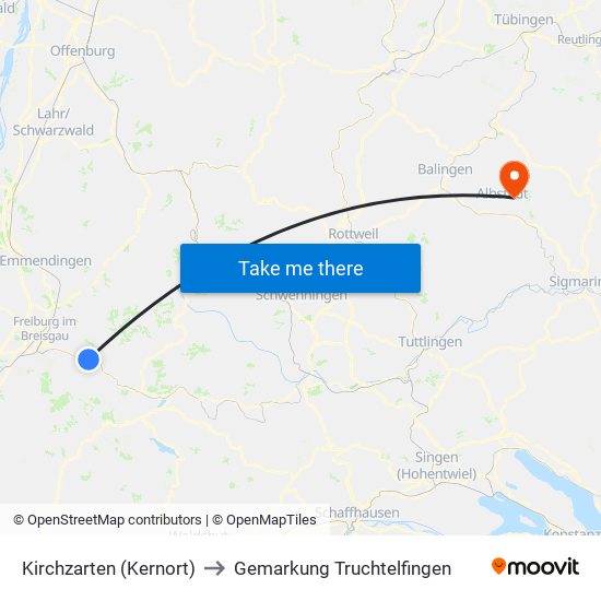 Kirchzarten (Kernort) to Gemarkung Truchtelfingen map