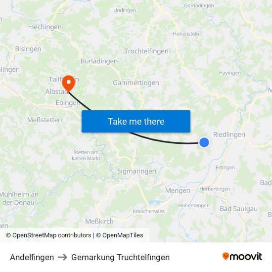 Andelfingen to Gemarkung Truchtelfingen map