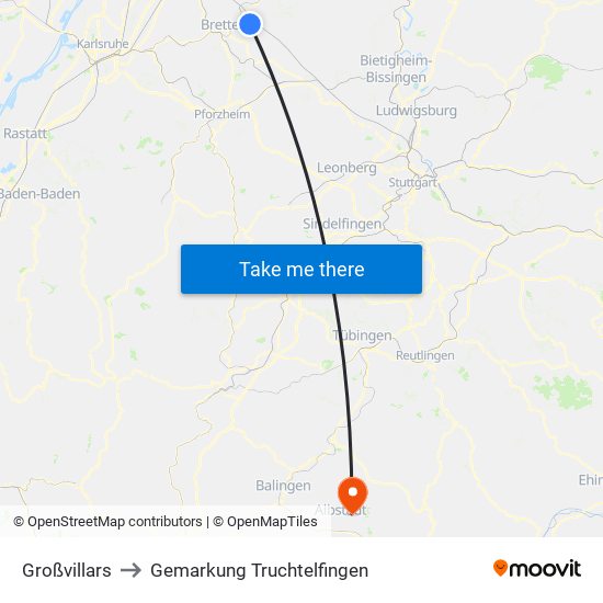 Großvillars to Gemarkung Truchtelfingen map