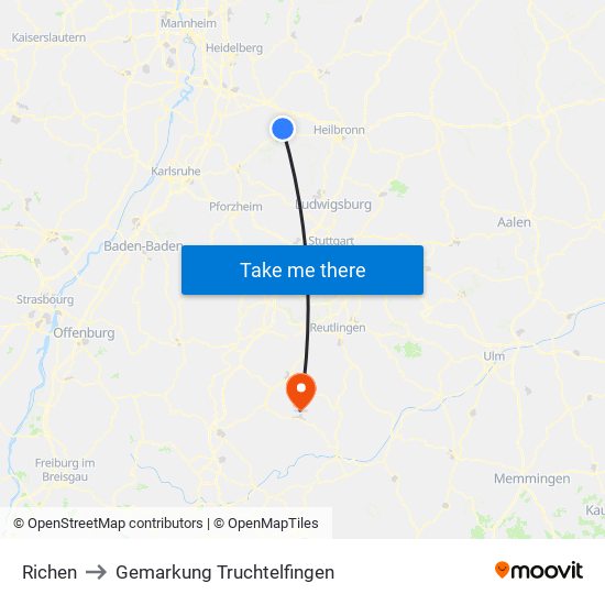 Richen to Gemarkung Truchtelfingen map