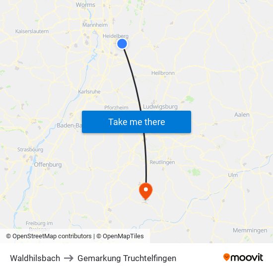 Waldhilsbach to Gemarkung Truchtelfingen map