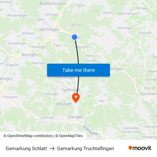 Gemarkung Schlatt to Gemarkung Truchtelfingen map