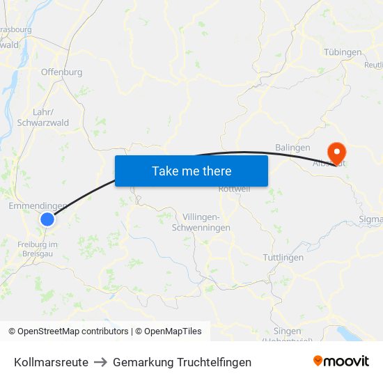 Kollmarsreute to Gemarkung Truchtelfingen map