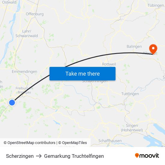 Scherzingen to Gemarkung Truchtelfingen map