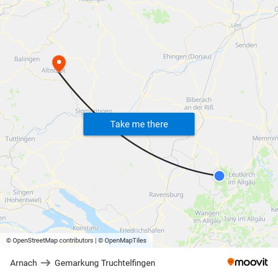 Arnach to Gemarkung Truchtelfingen map