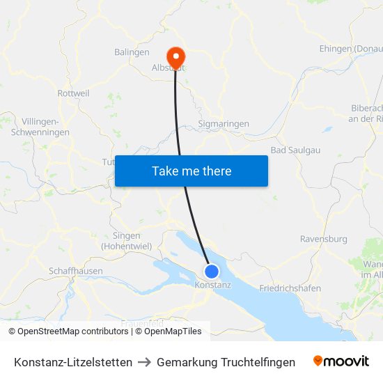 Konstanz-Litzelstetten to Gemarkung Truchtelfingen map