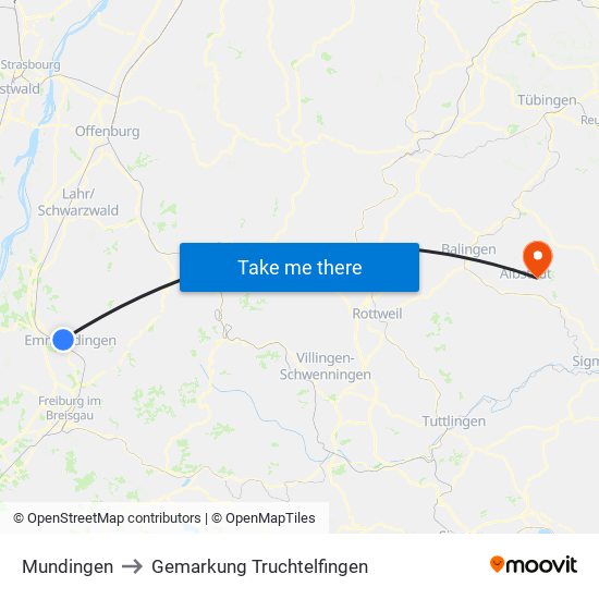 Mundingen to Gemarkung Truchtelfingen map