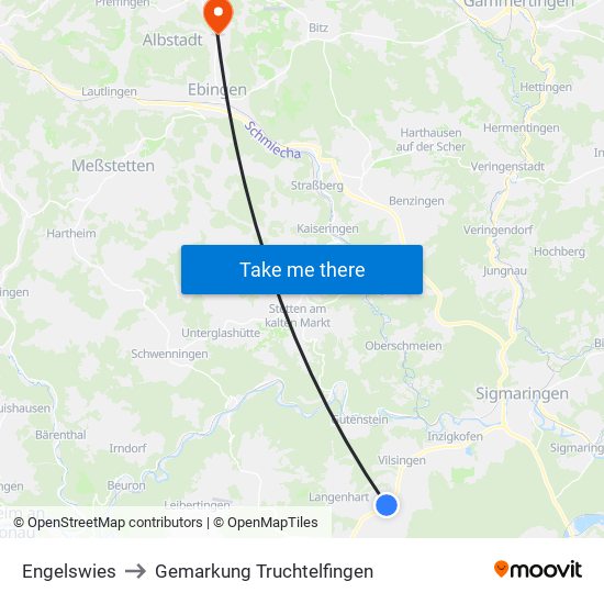 Engelswies to Gemarkung Truchtelfingen map