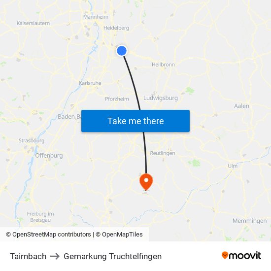 Tairnbach to Gemarkung Truchtelfingen map