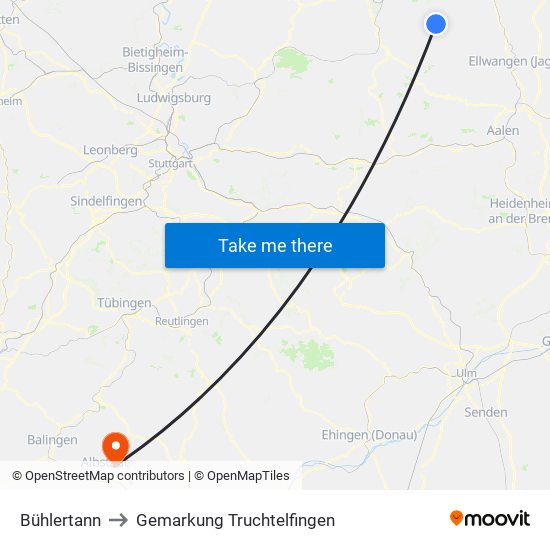 Bühlertann to Gemarkung Truchtelfingen map