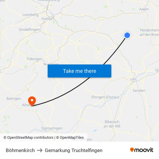 Böhmenkirch to Gemarkung Truchtelfingen map