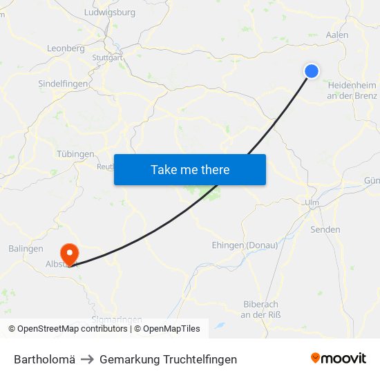 Bartholomä to Gemarkung Truchtelfingen map