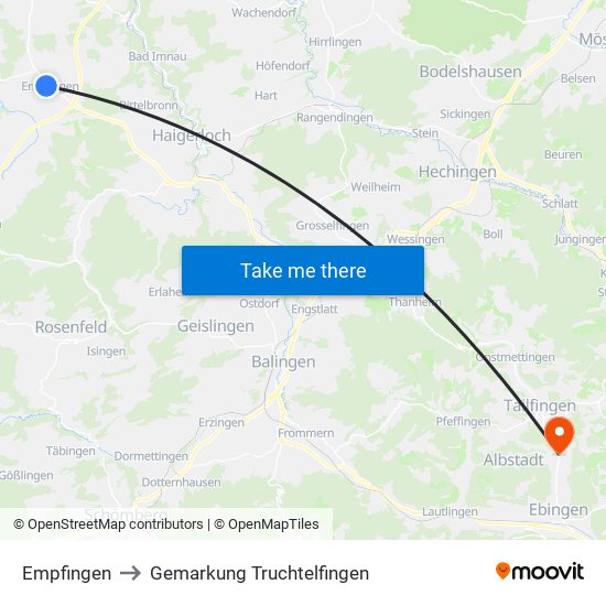 Empfingen to Gemarkung Truchtelfingen map