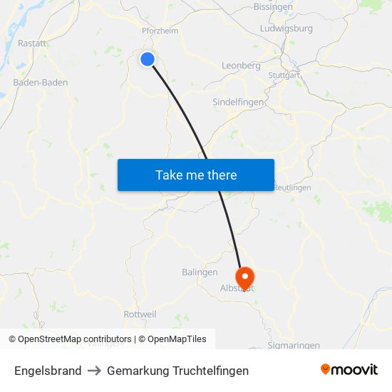 Engelsbrand to Gemarkung Truchtelfingen map