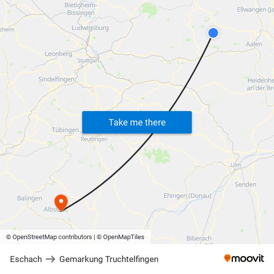 Eschach to Gemarkung Truchtelfingen map