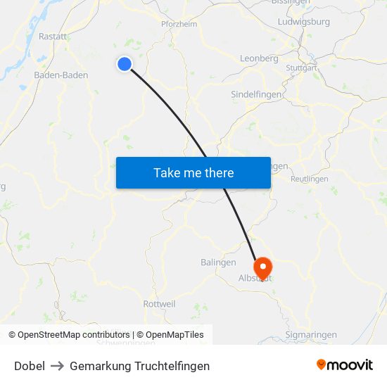 Dobel to Gemarkung Truchtelfingen map